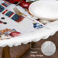 thumbnail image 3 of Red Buffalo Plaid Round Tablecloth, Fitted Table Cover with Elastic for 45"-54" Round Tables, Christmas Snowman Poinsettia Xmas Tree Snowflake Table Cloth Outdoor Dinning Party Waterproof Tablecloths, 3 of 7