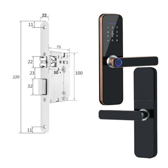 Door Lock, Tuya Electronic Smart Door Lock With Biometric Fingerprint / Smart Card / Password / Key Unlock/ USB Emergency Charge ,Easy to Install