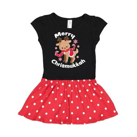 

Inktastic Baby Reindeer Merry Chrismukkah with Snowflakes Gift Toddler Girl Dress