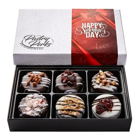 Pastry Perks Valentine’s Day Gift Basket, 6 Gourmet Chocolate-Covered Cookies, – Sweet Treats for Him, Her, and Grandma – Food Delivery Gift Ideas