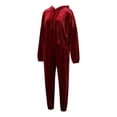 thumbnail image 2 of Women 2 Pieces Suit Set, Women? s Solid Color Long Sleeve Hooded Pullover+ Long Pants for Spring Fall, Red/Camel, 2 of 9