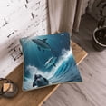 thumbnail image 5 of KLL Ice Blue Ocean Cute Dolphin A Decorative Throw Pillow Covers Velvet Soft for Couch Sofa Bedroom Living Room Outdoor (No pillow core)- 20"x20", 5 of 5
