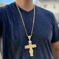 thumbnail image 6 of Mens 18K Gold Plated Huge Big Iced Double Cross Pendant Cuban Link Necklace Hip Hop Chain 30" inch, 6 of 17