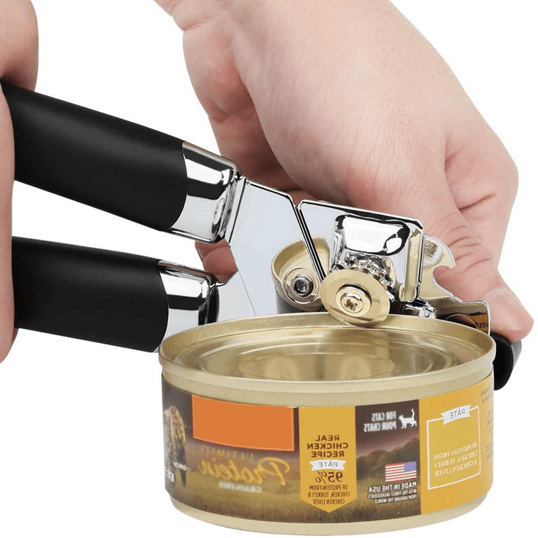 Can Opener, Kitchen Stainless Steel Heavy Duty Can Opener Manual Smooth Edge  Durable Food Safe Cut Tool 3-in-1 Tin Beer Jar Bottle Opener Hand Grip 