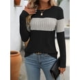 thumbnail image 2 of Anbech Women's Color Block Sweater Casual Long Sleeve Knit Tshirt Loose Pullover, 2 of 6