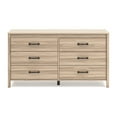 thumbnail image 2 of Bette Wide Dresser, 6 Drawers, Classic Light Oak Brown Finish, 60 Inch, 2 of 3