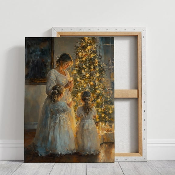 Velto Rustic Holiday Tree Canvas Art Cottagecore Farmhouse Inspired Seasonal Wall Decor for Cozy Interiors, SIZE 8x10 INCLUDE Pine Wood Frame 1.25-Inch