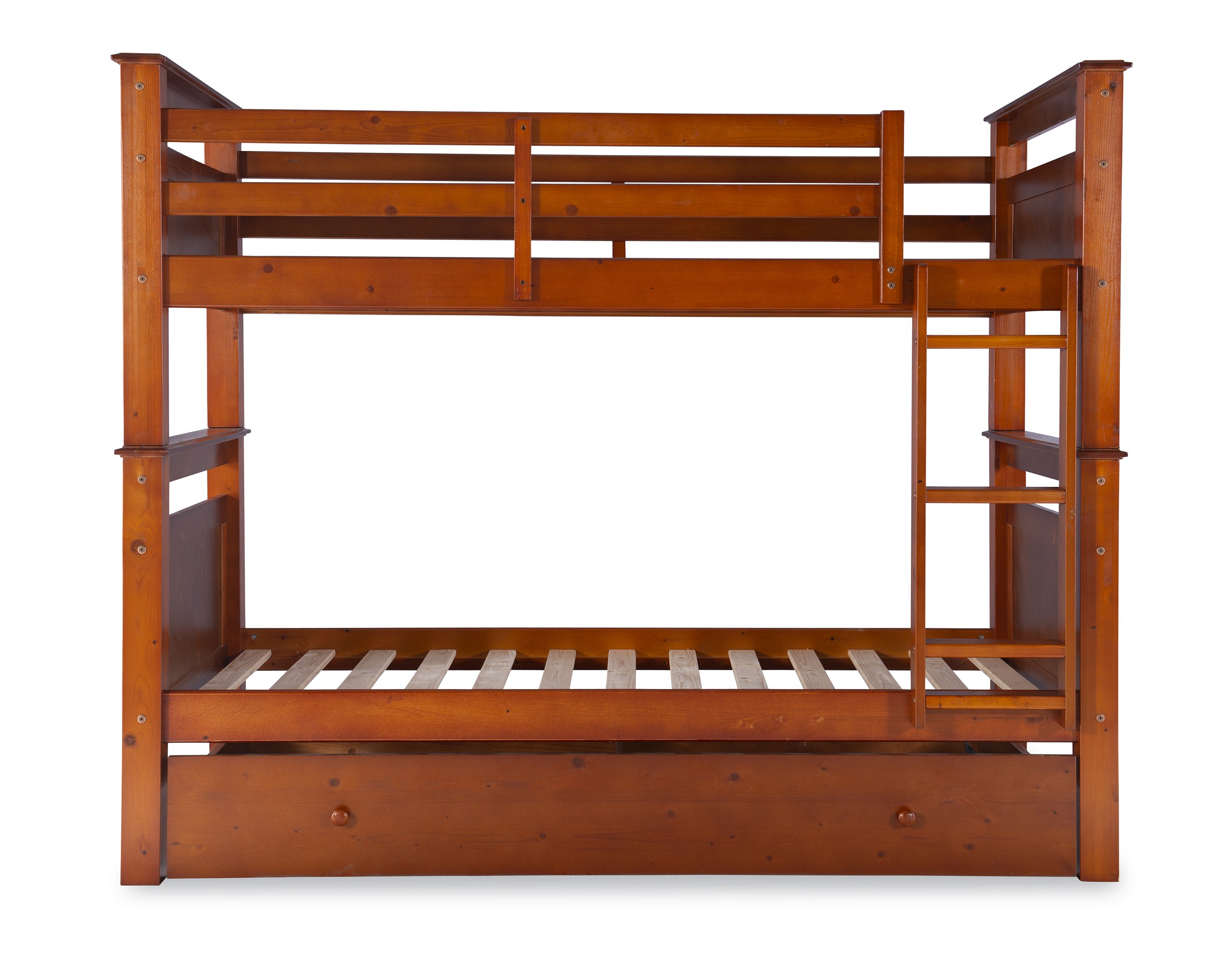 Linon Lemley Pine Bunk Bed Storage, Twin-Over-Twin, Walnut