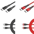 thumbnail image 4 of Matsuzay Cable de carga rápida de protección de cobertura de 1/2 m 60/100 W (máx.) Cable de tipo C Cable de datos trenzado de nailon para Teléfono y Comunicación negro 2M 100W, 4 of 8