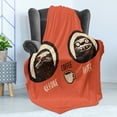thumbnail image 4 of Funny Sloth Soft Flannel Fleece Throw Blanket, Before and After Coffee Waking up Sobering Up Print, Cozy Plush for Indoor and Outdoor Use, 60" x 80", Burnt Sienna Eggshell, by Ambesonne, 4 of 5