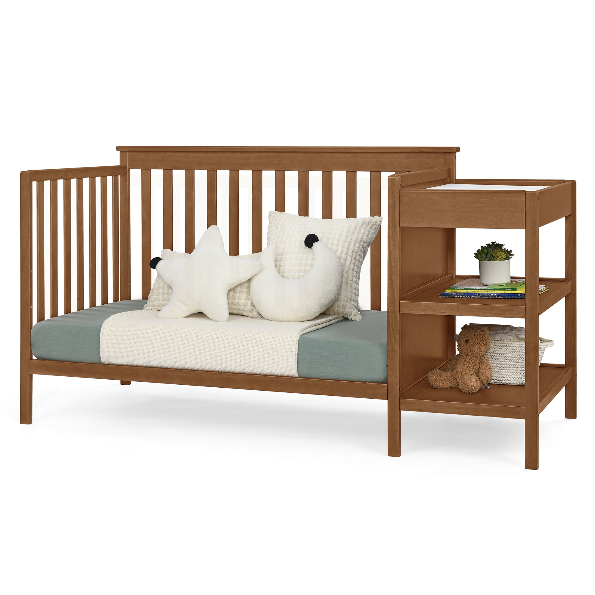 Delta Children Ellie 5-in-1 Convertible Crib and Changer - Greenguard Gold Certified, Chestnut