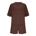 thumbnail image 5 of Wdfiry Women's Athletic Clothing Sets Solid Color T Shirts and Sweat Shorts Gym Sets Lightweight Womens Summer Workout Sets, 5 of 6