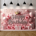 thumbnail image 6 of Pink Theme Banner Royal Crown Princess Backdrop Pink Roses Sparkling Letters Glamorous Party Backdrop for Birthday Party Girls' Birthday Indoor Decoration, 6 of 9