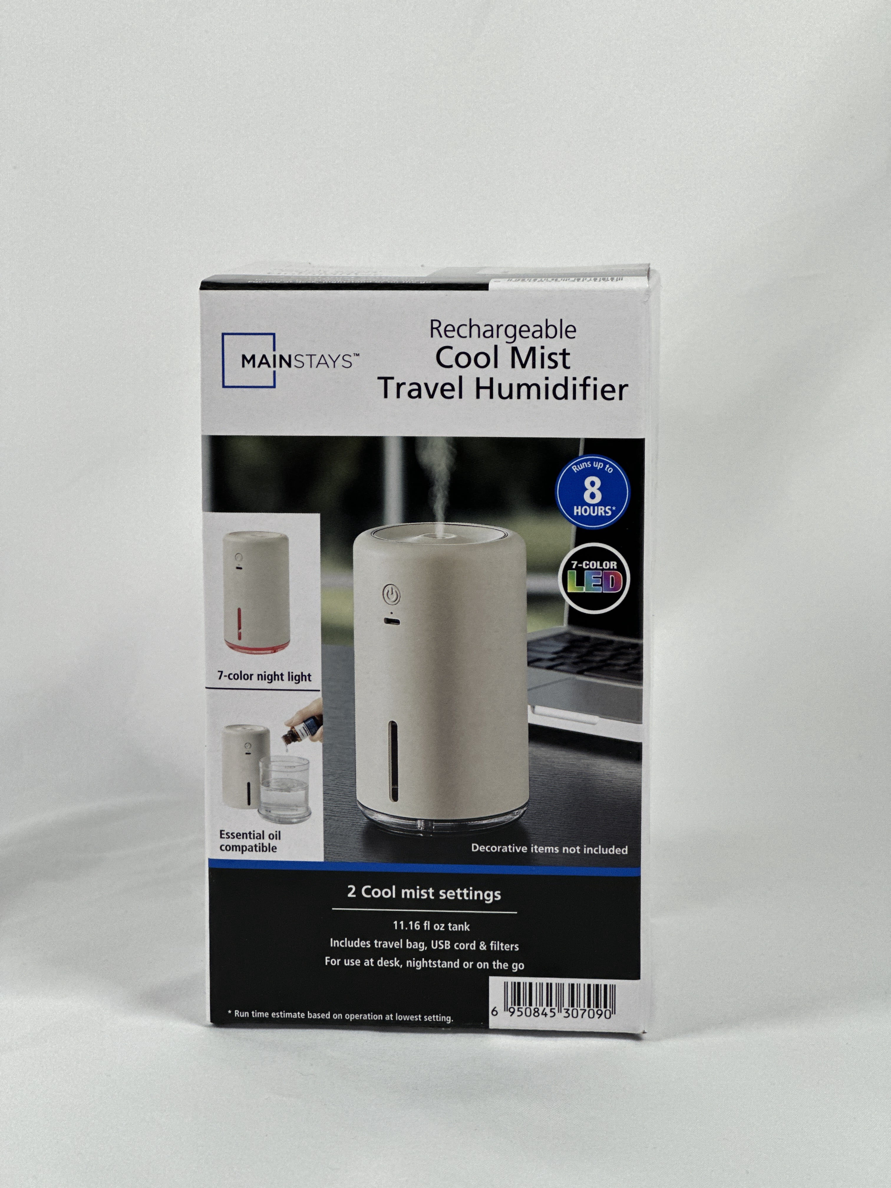 Mainstays Portable Rechargeable Evaporative Humidifier, Cordless, Desktop, Travel, Vanilla Dream