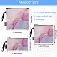 thumbnail image 3 of Haosy 3 Pack Reusable Ziploc Bags BPA Free Healthy Food Storage Bag Leakproof Sandwich Snack Freezer Bags Pink Gold Purple Marble, 3 of 7