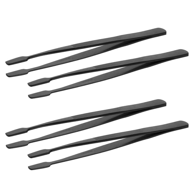 Pinzas para sellos (4 unidades): pinzas filatélicas de acero inoxidable con punta recta para coleccionar sellos. Herramientas de borde liso para manipular papel delicado. Modelo de precisión.