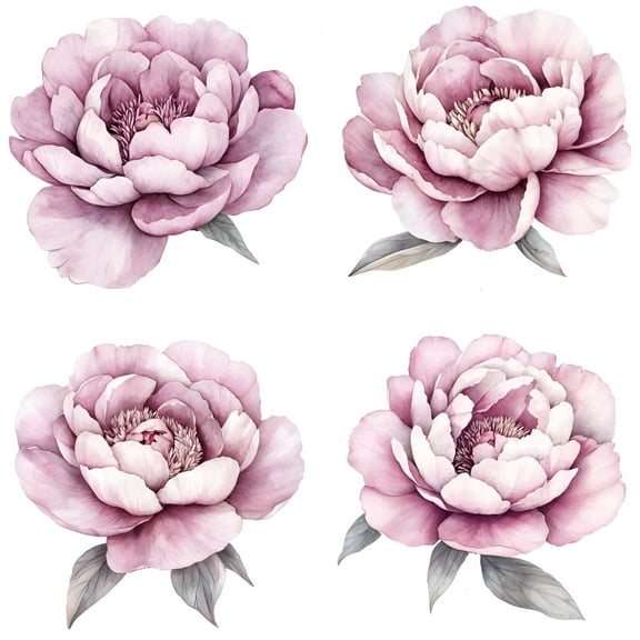 4 Watercolor Pink Peony Flower Car Decal, Pastel Floral Vinyl Sticker for Car Window, Bumper, Laptop, Aesthetic Waterproof Removable Decorative Vehicle Accessory, 4PC Flowers