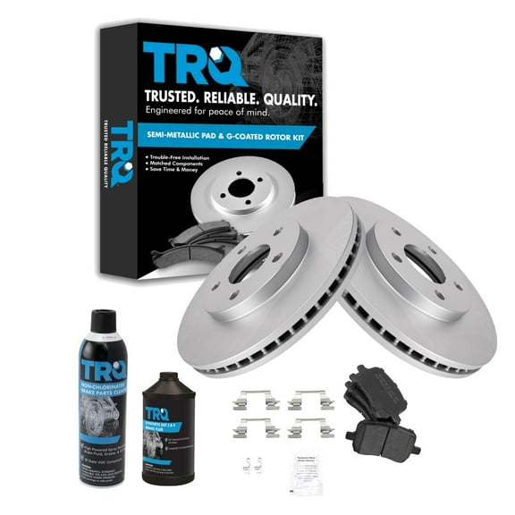 TRQ Front Premium Semi Metallic Brake Pad & Coated Rotor Kit w/Chemicals for HHR BKA24047