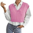 thumbnail image 1 of Chandail en Tricot Ample pour Femmes, Col en V, Doux, Confortable, Léger, 1 of 5
