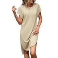 thumbnail image 3 of Ladies Summer Solid Color Slit Midi Dress S, 3 of 9