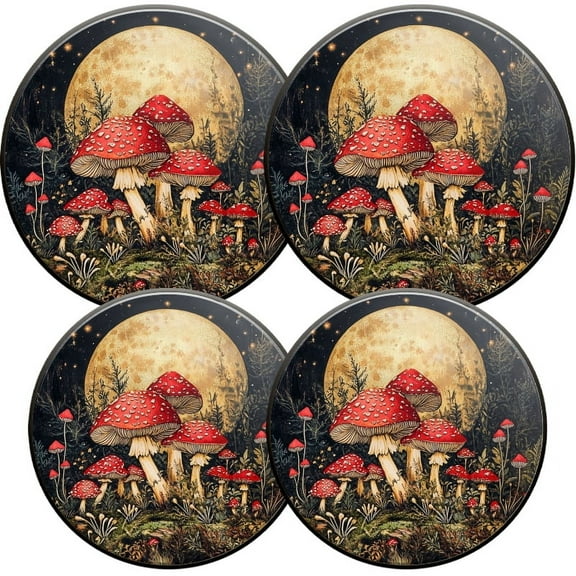 Electric Stove Burner Covers, Set of 4, Round Burner Cover,8 and 10 Inch,Round Design For Mushroom