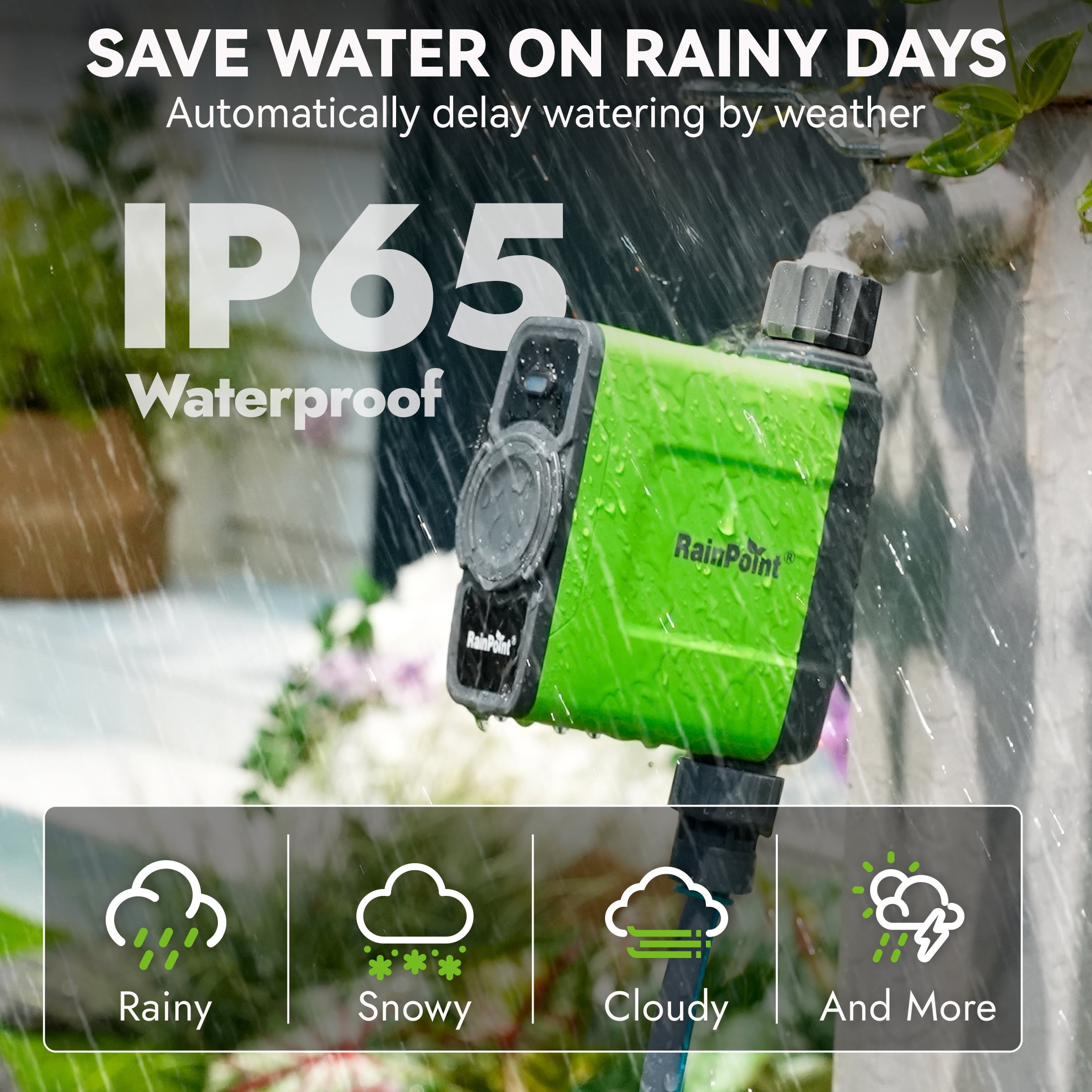 RainPoint Wi-Fi 1-Zone Sprinkler Timer with Hub, Outdoor Sprinkler Controller System with APP Remote Control, Smart Water Hose Timer for Garden Yard