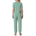 thumbnail image 3 of INSPIRE CHIC Women's Pajamas Set Modal Sleepwear Short Sleeve Nightwear with Long Sweat Pants Soft Set L Green, 3 of 6