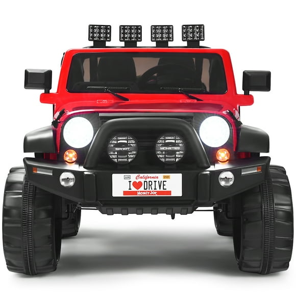 Topbuy 12V Électrique Enfants Monter sur Camion Jouets 2 Places Jeep Voiture avec Télécommande Rouge