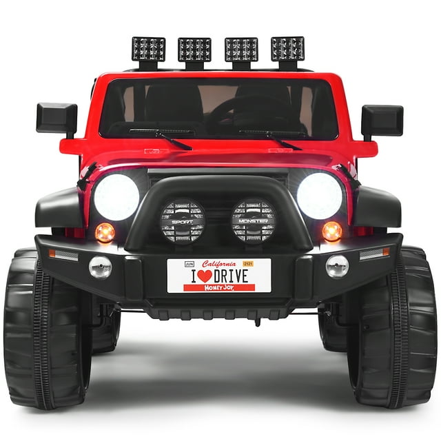 Patiojoy Camion Jouet Électrique 12V pour Enfants, Voiture Jeep 2 Places avec Télécommande, Rouge
