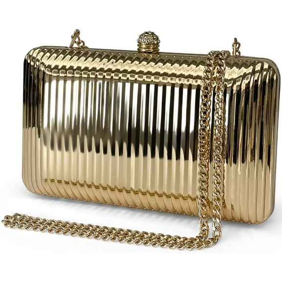 Geiomoo Metal Crossbody Bag with Chain, Women Bridal Prom Evening Clutch Purse for Party Wedding