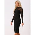 thumbnail image 4 of DARING DIVA Mesh Ruch Elegant Cocktail Bodycon Dress XS Black, 4 of 6