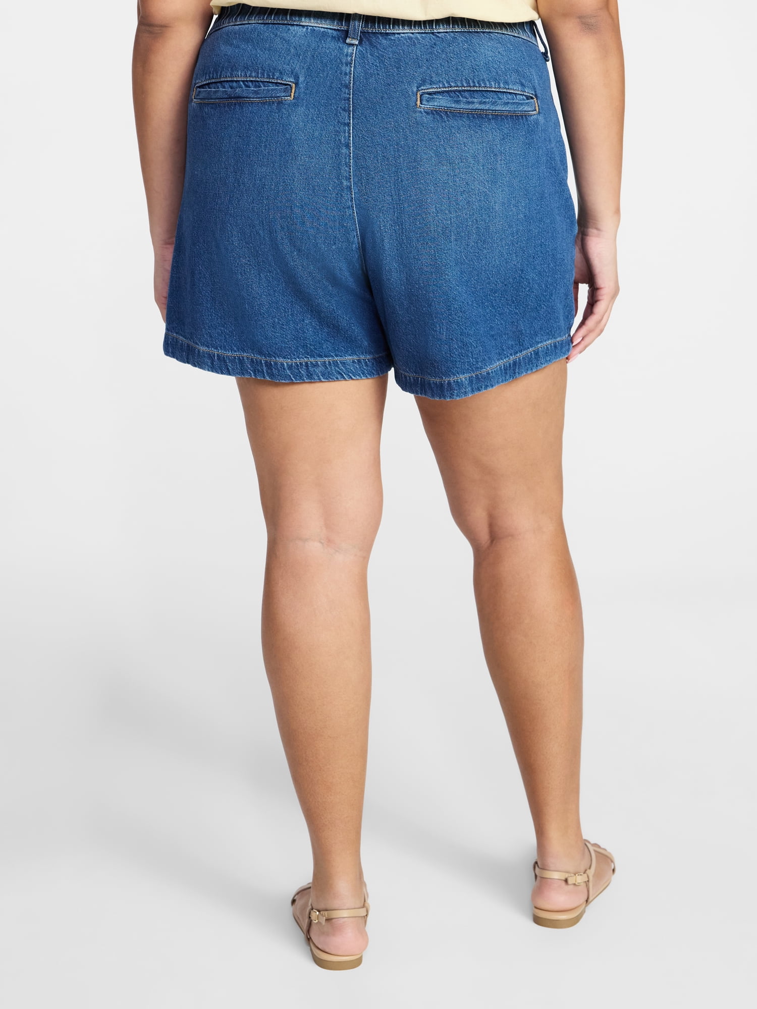 Terra & Sky Women's Plus Drapey Denim Shorts