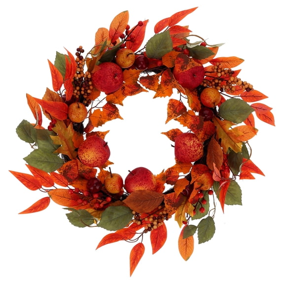Leaves and Apples Wreath, Multicolor, 24", Fall by Way To Celebrate