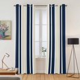 thumbnail image 2 of Navy Blue Khaki Striped Kitchen Curtains 84 Inch Length, Modern Minimalist Ombre Lines Grommet Top Bedroom Living Room Curtains, Light Filtering Cafe Curtain Drapes 2 Panels Set 84''x84'', 2 of 9