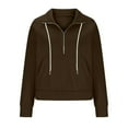 thumbnail image 4 of lulshou Women Half Zip Stand Collar Sweatshirts Cropped Fleece Jackets Womens Quarter Zip Up Pullover Fall Outfits 2024 Winter Clothes (Brown, M), 4 of 7