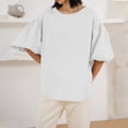 thumbnail image 1 of FcBaudy Hauts pour Femmes, Chemises pour Femmes, Manches Courtes Col Rond Blouses & Chemises d'Été Unies Chemises Amples Manches Bouffantes Manches Courtes Col Rond Blouses pour Femmes, 1 of 4