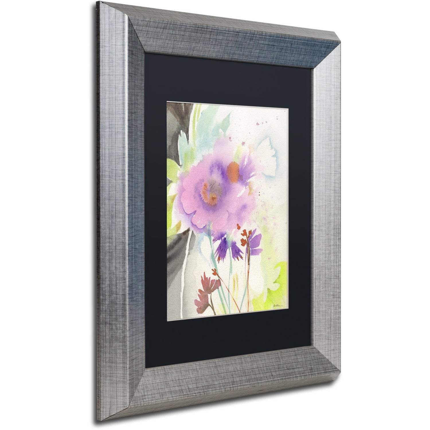 Trademark Fine Art "Mauve Garden Shadows" Canvas Art by Sheila Golden, Black Matte, Silver Frame