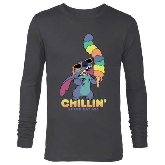Disney Lilo and Stitch Ice Cream Chillin' - Long Sleeve T-Shirt for Men -Customized-Charcoal Heather