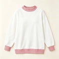 thumbnail image 5 of Women's Gingham Check Contrast Sweatshirt Ghalytn Mock Neck Drop Shoulder Loose Pullover Top, 5 of 5