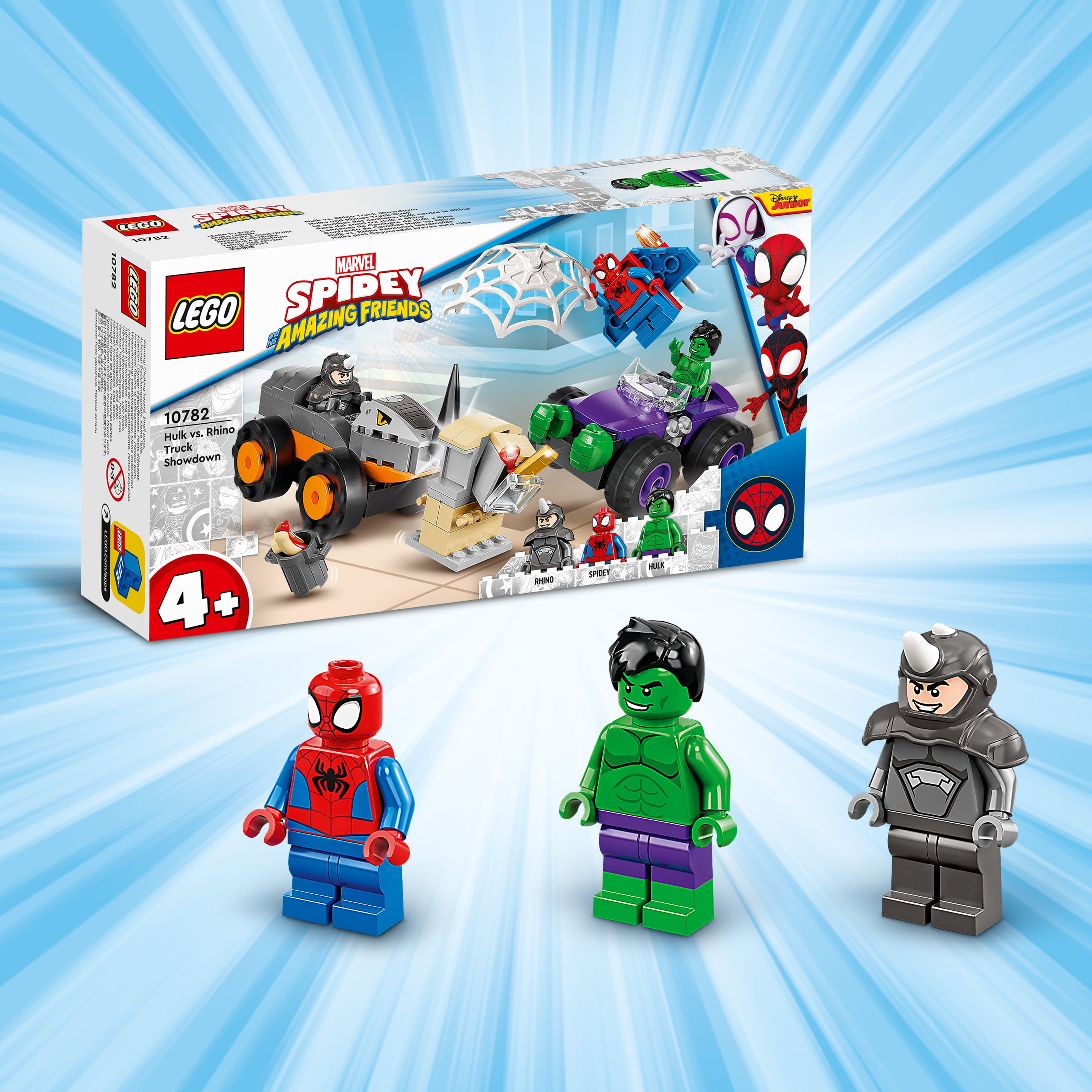 Rhino Truck Showdown 10782 Building Kit; Playset Comes with 2 LEGO Spider-Man Vehicles; Birthday Gift for Kids Aged 4+ LEGO Marvel Spidey and His Amazing Friends Hulk vs 110 Pieces 
