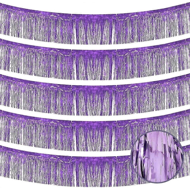 unique 5 Pack 10 Feet Purple Fringe Garland Foil Fringe Garland Purple Parade Float