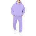 thumbnail image 6 of Mercatoo Kids Hoodie Sweatsuit Set Boys Girls 𝗥aglan Sleeve Tracksui𝘁 Pullover Hooded Sweatshirts and Jogger Pants Set Fall Athleisure, 6 of 6