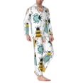 thumbnail image 2 of Vsdgher Colorful Insects Mens Pajama Set, Soft Warm Long Sleeve Sleepwear, Cozy Button-Down Pjs for Men-, 2 of 7