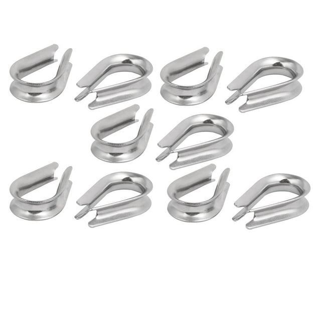 Dedales de cable Unique Bargains Acero inoxidable 8mm 5/16 Tono plateado 10 Pcs