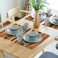 thumbnail image 4 of Orange and Teal Retro Art Placemats Set of 4, Turquoise Stripes Placemats, Washable Linen Farmhouse Placemats, Brown Table Mats for Home Kitchen Dining Party Holiday Decorations 12 X 18 Inch, 4 of 6