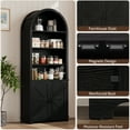 thumbnail image 5 of Vividwood Farmhouse 6-Tier Arched Bookshelf Bookcase with Doors Tall Storage Cabinet, Black, 5 of 8