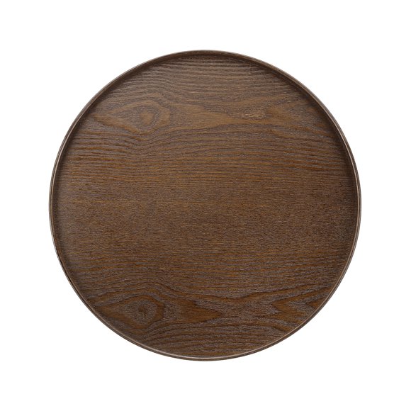 Uxcell Wooden Serving Tray Round Decorative Platter for Serving Food and Drinks with Stylish Design Brown 14.2 Inch