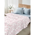 thumbnail image 4 of Pink Spring Floral California King Size Flat Sheet, Wrinkleproof & Fadeproof Cooling Flat Bed Sheet Only, Elegant Watercolor Summer Botanical Breathable Soft Bedding Top Sheets 108 x 98 Inches, 4 of 8