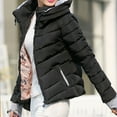 thumbnail image 3 of Viikei Women Coats Clearance Down Jackets for Women Cotton Coats Womens Hoodie Outwear Pocket Solid Warm Down Jacket Coat, 3 of 9