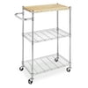 Whitmor Kitchen Storage/Microwave Cart-Wood & Chrome - Length 13.25 x Width 27.5 x Height 33.5